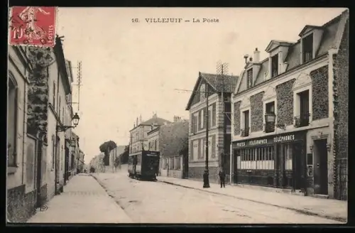 AK Villejuif, La Poste, Strassenbahn