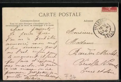 AK Villejuif, La Poste, Strassenbahn