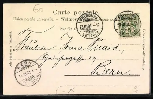 AK Fribourg, Strassenpartie mit Strassenbahn