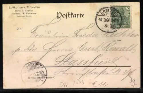 AK Essen, Gasthof Ruhrstein mit Strassenbahn