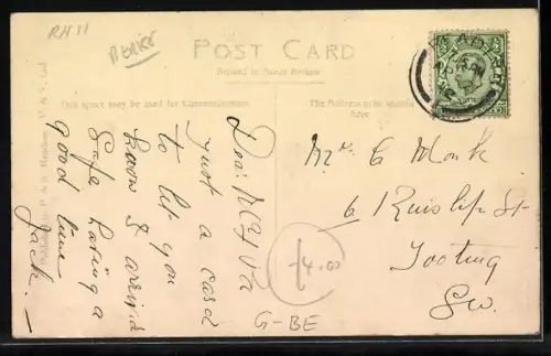 AK Reading, Broad Street, Strassenbahn