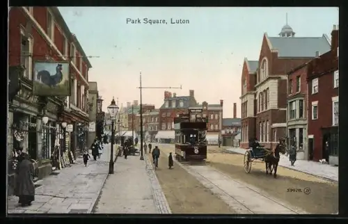 AK Luton, Park Square, Strassenbahn