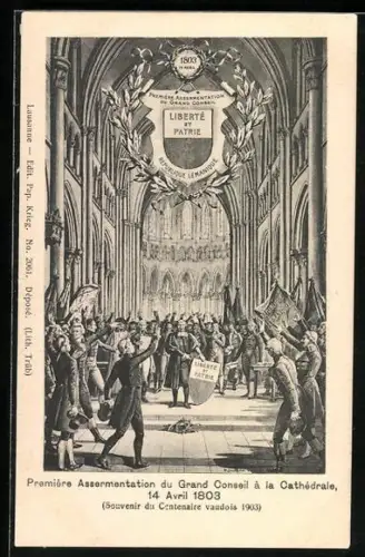 AK Lausanne, Premiére Assermentation du Grand Conseil à la Cathédrale 1803