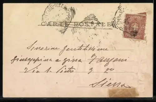 Präge-AK Wappen der Schweiz, Drei Männer schütteln sich die Hände