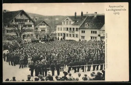 AK Appenzell, Appenzeller Landsgemeinde 1903, Versammlung vor dem Gasthaus zum grünen Baum