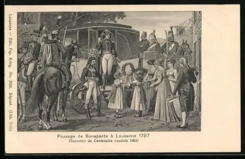 Künstler-AK Lausanne, Passage de Bonaparte à Lausanne 1797