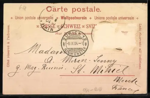 Lithographie Wanderer beim Erklimmen eines Berges, Gruss v. Berner-Oberland