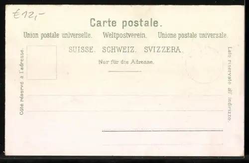 Lithographie Bergpanorama aus dem Berner Oberland