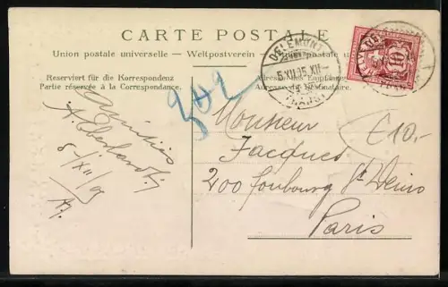 Präge-AK Helvetia im Profil mit den Wappen der Schweiz