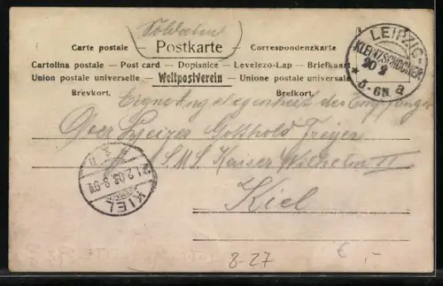 AK Fleischer mit Würsten auf einer Stange