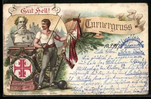 Lithographie Nürnberg, X. Deutsches Turnfest 1903, Turnvater Jahn