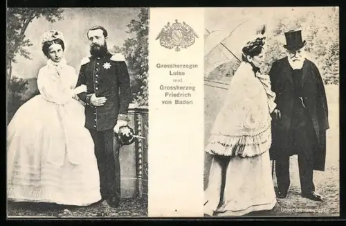 AK goldene Hochzeit des Grossherzogpaares, 1856-1906, Grossherzog Friedrich I. von Baden