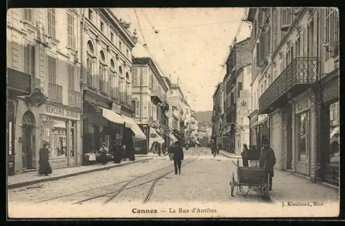 AK Cannes, La Rue d`Antibes, Mercerie Suisse