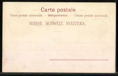 Lithographie Delemont, Ortspartien mit Gebäudenansicht und Kirche