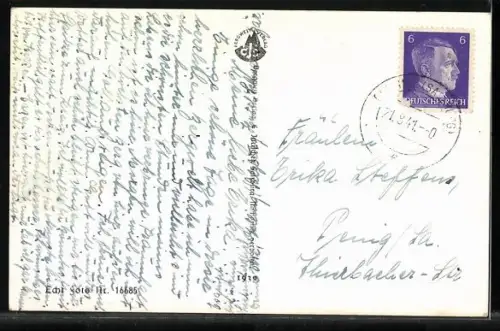 AK Golling, Ortsansicht mit S. Nikolaus gegen Lammertal und Dachstein