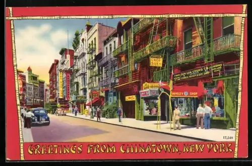 AK New York, NY, Strassenpartie in Chinatown