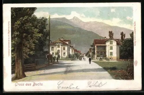 AK Buchs /SG, Strassenpartie mit Anwohnern