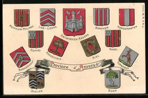 Präge-Lithographie Antwerpen, Provinz Antwerpen, Wappen