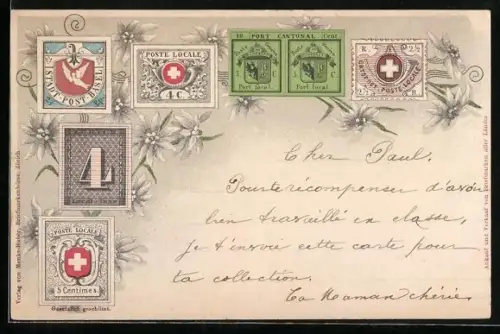 Lithographie Schweizer Briefmarken, Edelweiss