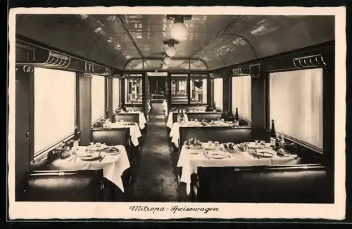 AK Mitropa, Speisewagen Innenansicht