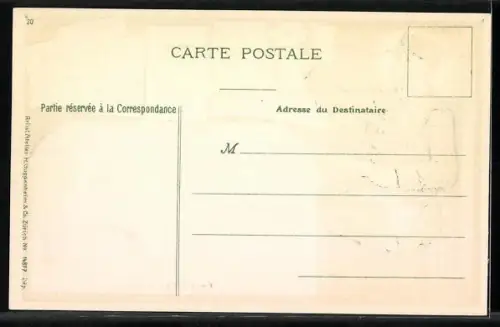 Lithographie Paris, Place de l`Opéra, Briefträger mit Umschlag