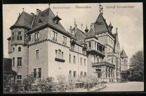 AK Gmunden, Blick zum Schloss Cumberland