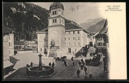 AK Altdorf, Hauptplatz und Telldenkmal