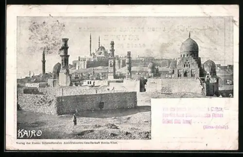 AK Kairo, Partie mit Moscheen, um 1900