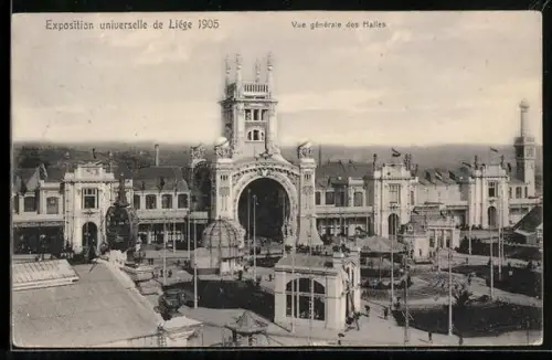 AK Liege, Exposition universelle de Liege 1905, Vue generale des Halles