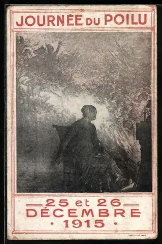 Künstler-AK Journée du Poilu!, Decembre 1915, Infanteristen auf de Marsch