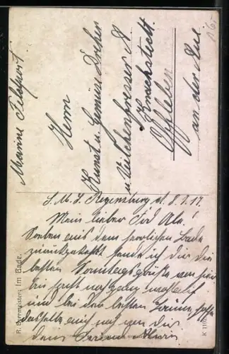 Künstler-AK R.Borrmeister: Im Bade, drei Mädchen beim Baden im See