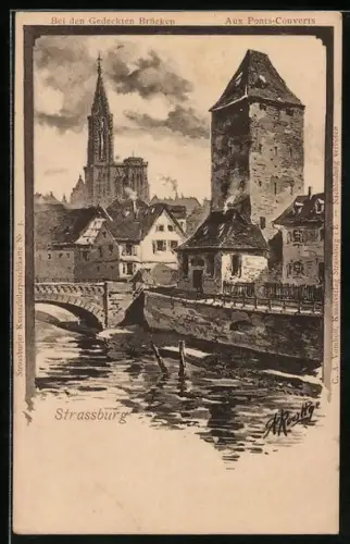 Künstler-AK Strassburg, Partie bei den Gedeckten Brücken