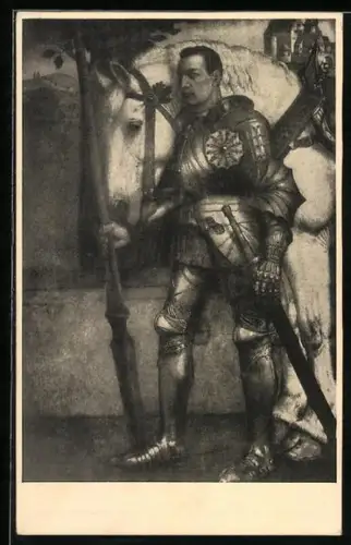 Künstler-AK Kunstwart: Furchtlos und treu, Ritter in Rüstung