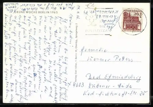 AK Berlin, Grüne Woche 1965, Innenansicht mit Blumenbeet