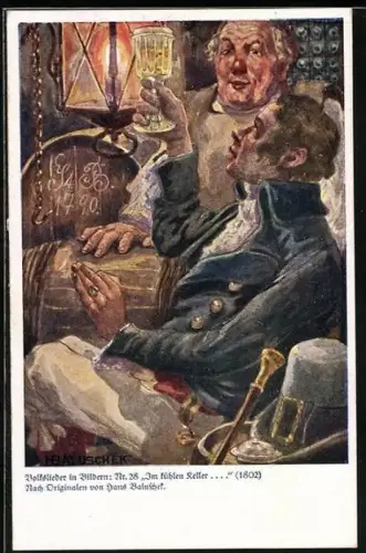 Künstler-AK Hans Baluschek: Im kühlen Keller...