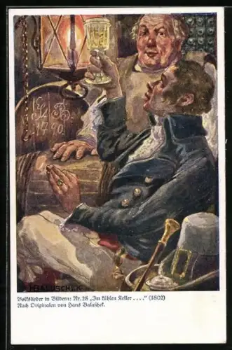 Künstler-AK Hans Baluschek: Im kühlen Keller...