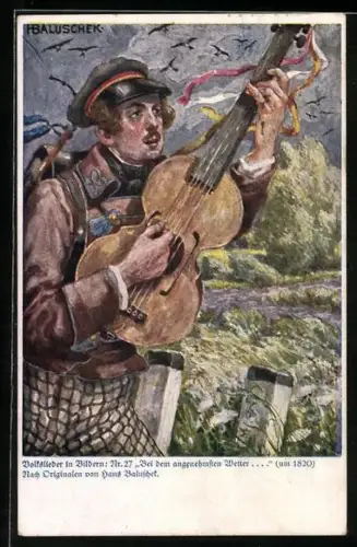 Künstler-AK Hans Baluschek: Volkslieder in Bildern - Bei den angenehmsten Wetter ..