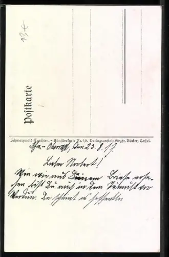 Künstler-AK Emil Beithan: Schwarzwälder Tracht, Mädchen weint beim Abschied