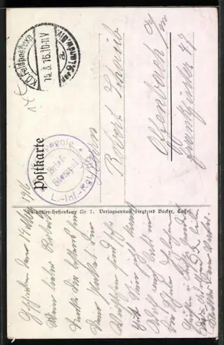 Künstler-AK Emil Beithan: Kinder in Volkstrachten zu einer Abschiedsszene