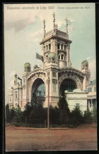AK Liége, Exposition universelle 1905, Entrée monumentale des Halls, Ausstellung