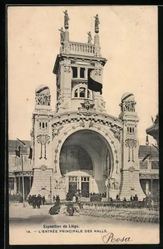 AK Liége, Exposition, L`Entrée principale des Halls, Ausstellung