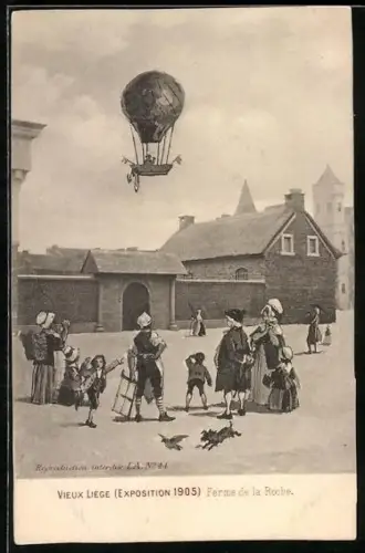 Künstler-AK Vieux Liège, Exposition 1905, Ferme de la Roche, Ballon