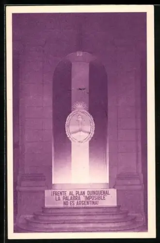 AK Buenos Aires, Exposicion Correos y Telecomunicaciones en el Plan Quinquenal, Hornacina Patriotica, Ausstellung