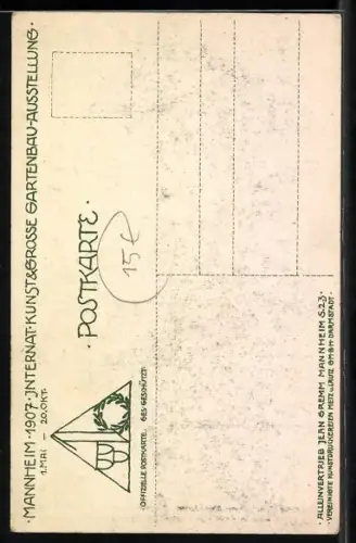 AK Mannheim, Internat. Kunst- & Grosse Gartenbau-Ausstellung 1907, Kapelle in der Schwarzwaldanlage