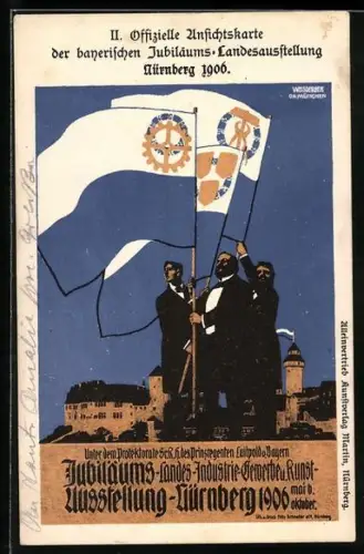AK Nürnberg, Bayerische Jubiläums-Landes-Ausstellung 1906, Fahnenträger