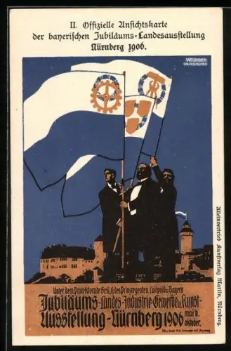AK Nürnberg, Bayerische Jubiläums-Landes-Ausstellung 1906, Fahnenträger