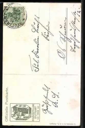 Künstler-AK Stuttgart, Bauausstellung 1908, alte Häuser