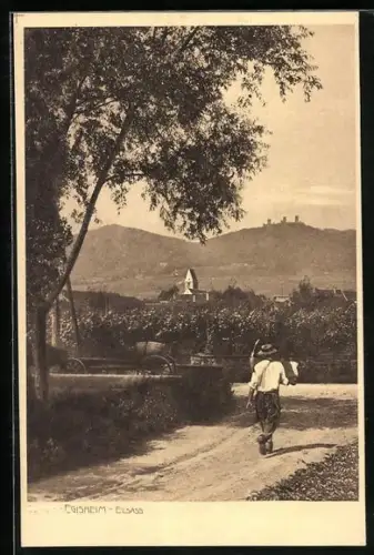 AK Egisheim /Elsass, Arbeiter auf einer Landstrasse