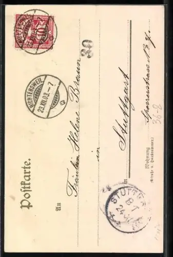 AK Winterlandschaft mit Vögeln im Baum, Siehe, dein König kommt zu dir, Sach. 9, 9, Sinnspruch, Weihnachtsgruss