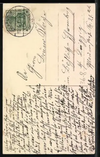 AK Sommerlandschaft mit Zweigen, Nun weid` ich unter Deinem Stab..., Ps. 23, 2, Sinnspruch